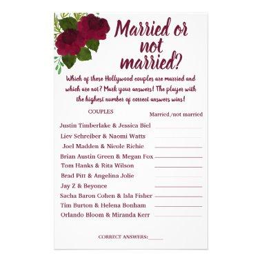 RED MARRIED OR NOT MARRIED SHOWER GAME Invitations FLYER