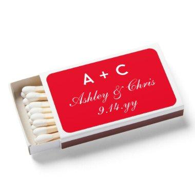 Red Modern Personalized Wedding Reception Favor Matchboxes