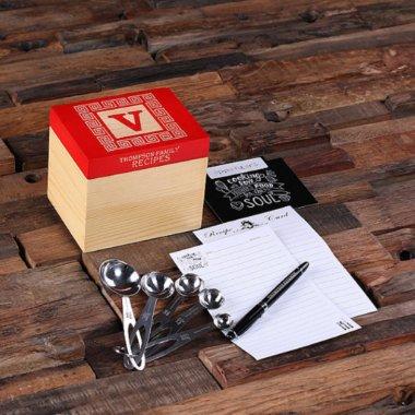 Red Monogram Set: Recipe Invitations, Pen & Organizer