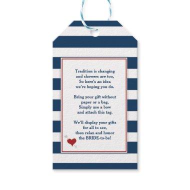 Red Navy Bridal Shower no wrap display gift 3986 Gift Tags