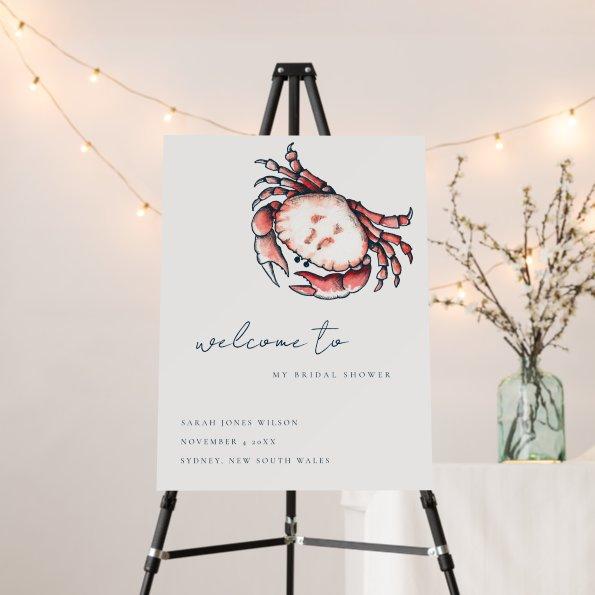 Red Navy Underwater Crab Bridal Shower Welcome Foam Board