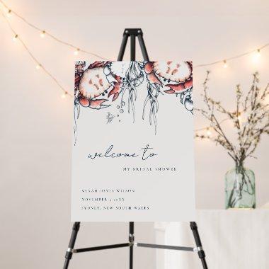 Red Navy Underwater Crab Bridal Shower Welcome Foam Board