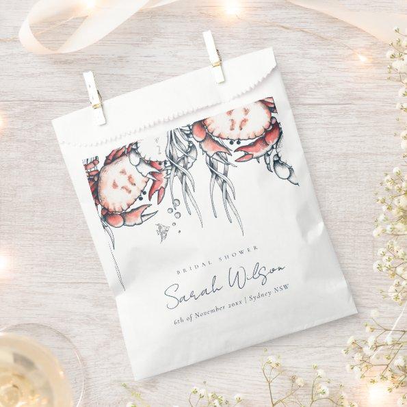 Red Navy Underwater Crab Nautical Bridal Shower Favor Bag