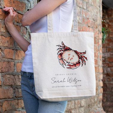 Red Navy Underwater Crab Nautical Bridal Shower Tote Bag