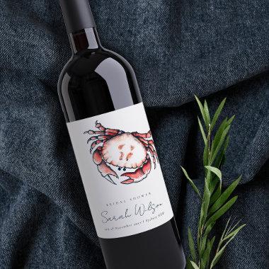 Red Navy Underwater Crab Nautical  Wine Label