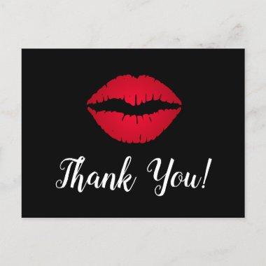 Red Ombre Lipstick Kiss Thank You Black PostInvitations
