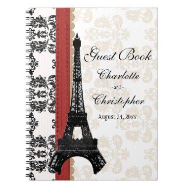 Red Parisian Eiffel Tower Wedding Guest Book