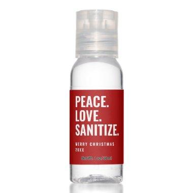 Red Peace Love Sanitize Christmas Holiday Hand Sanitizer