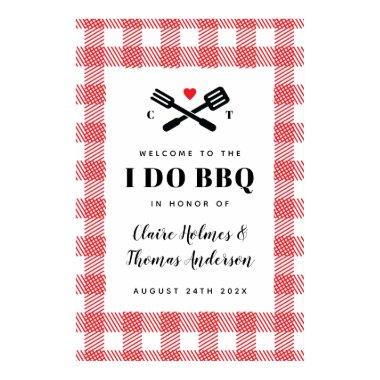 Red Picnic I Do BBQ welcome sign