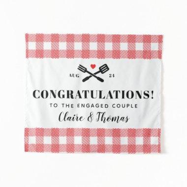 Red Picnic Plaid Cloth I Do BBQ Congratulations Tapestry