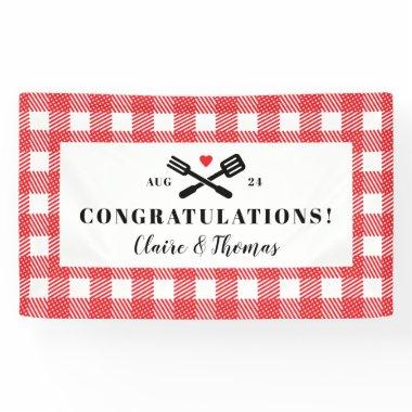Red Picnic Plaid Cloth I Do BBQ Welcome Banner