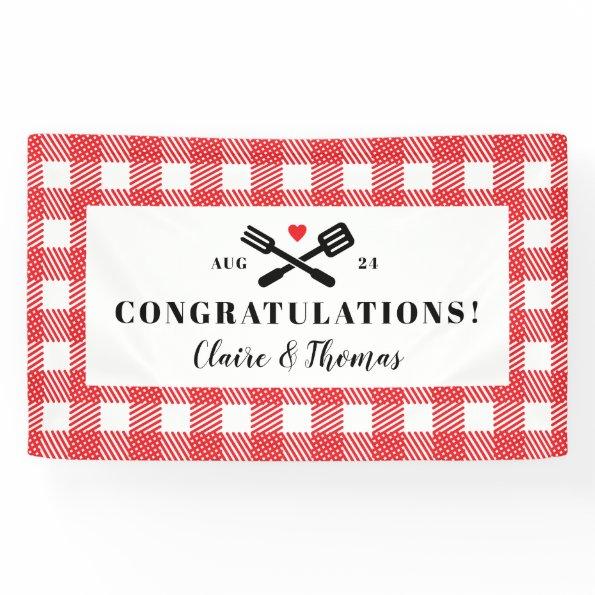 Red Picnic Plaid Cloth I Do BBQ Welcome Banner
