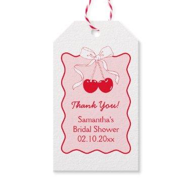 Red Pink Bow Cherry On Top  Favor Gift Tags