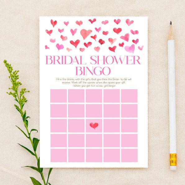 Red Pink Bridal Shower Bingo Bridal Shower Game Stationery