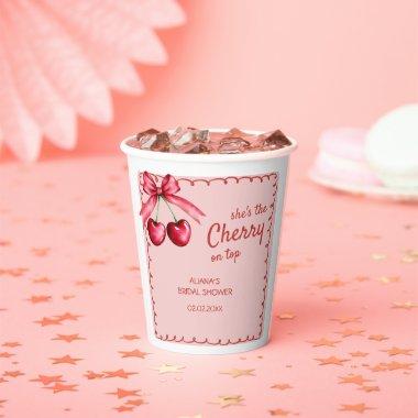 Red & Pink Cherry On Top Cherry  Paper Cups