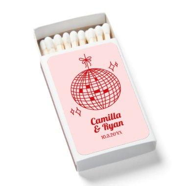 Red & Pink Disco Wedding Favor Personalized Matchboxes