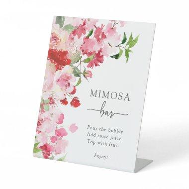 Red Pink Floral Mimosa Bar Sign