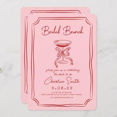 Red Pink Funky Handwritting Bridal Brunch