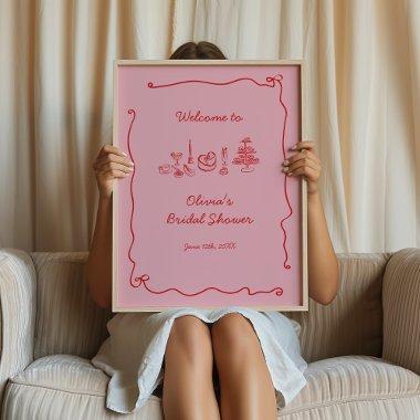 Red Pink Handwritten  Welcome Poster