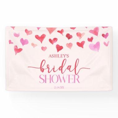 Red Pink Hearts Valentine Bridal Shower Party Banner