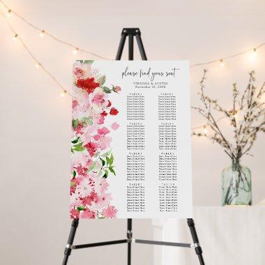 Red Pink Roses  Seating Chart Foam Board