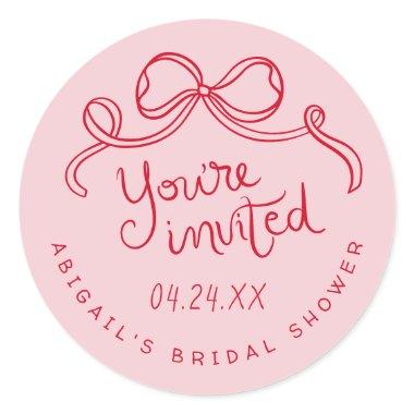 Red Pink Whimsical Bow  Envelope Seal