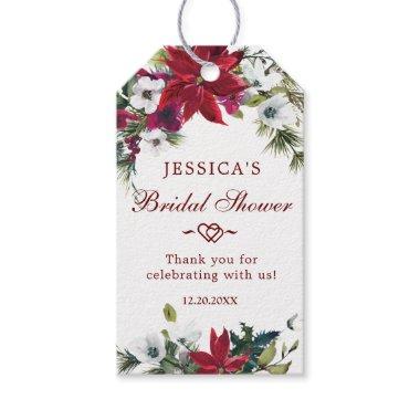 Red Poinsettia Bridal Shower Favor Thank You Gift Tags