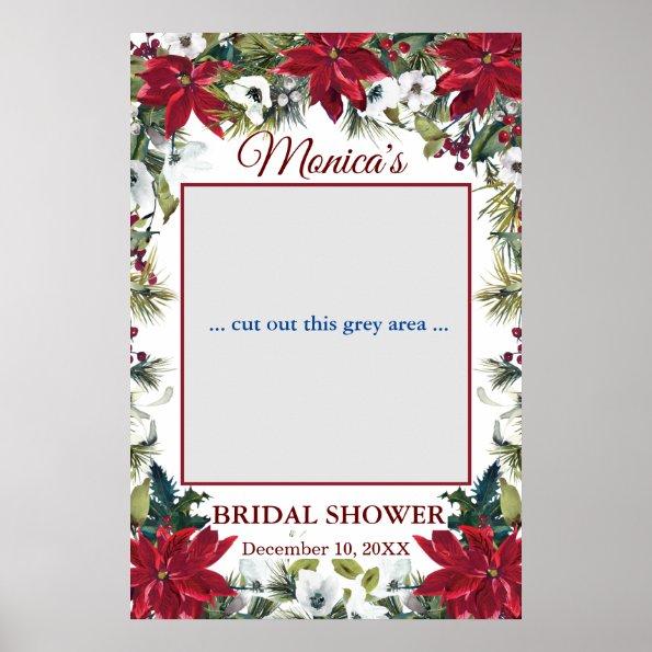Red Poinsettia Floral Bridal Shower Photo Prop Poster