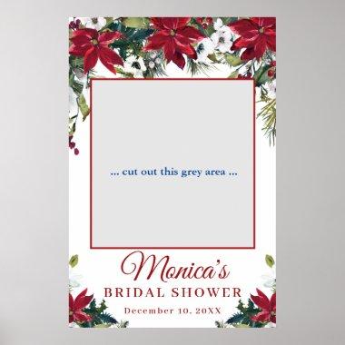 Red Poinsettia Floral Bridal Shower Photo Prop Poster