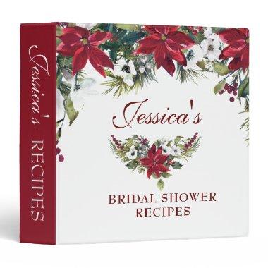Red Poinsettia Floral Bridal Shower Recipe Binder