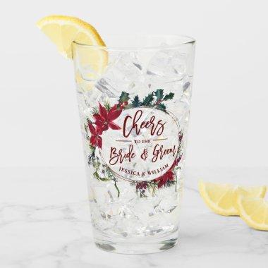 Red Poinsettia Floral PHOTO Wedding Watercolor Glass