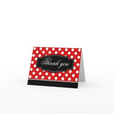 Red Polka Dot Black Frame Thank You