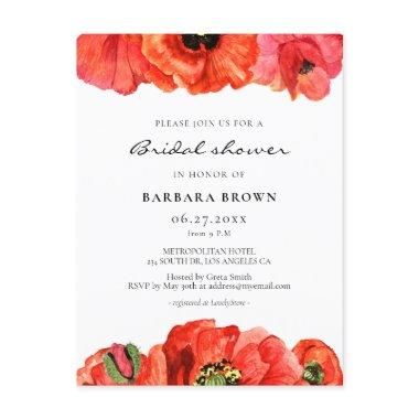 Red poppies watercolor  invitation post