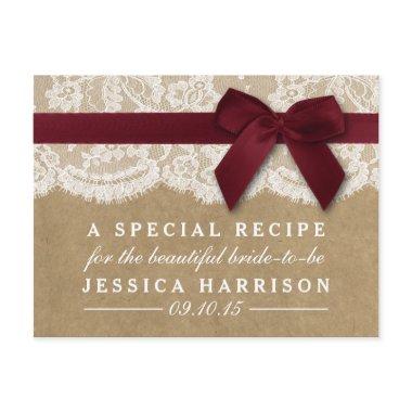 Red Ribbon On Kraft & Lace  Recipe Invitation Post
