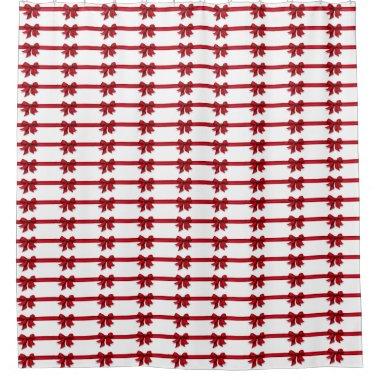 **RED RIBBONS** CHRISTMAS SHOWER CURTAIN