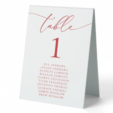 Red Romantic Holiday Seating Table Number Table Te Table Tent Sign