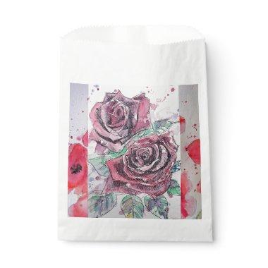 Red Rose Art Flower floral Party Favor Bags