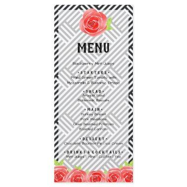 Red Rose Black & White Stripes Derby Menu