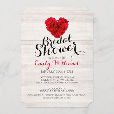 Red rose bridal shower Invitations