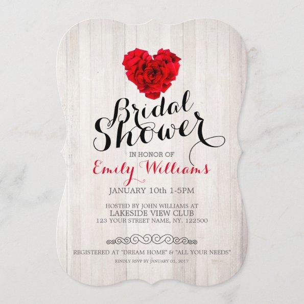 Red rose bridal shower Invitations