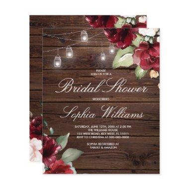 Red Rose Floral Bridal Shower Invitations