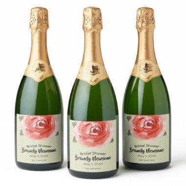 Red Rose Floral Sparkling Wine Label