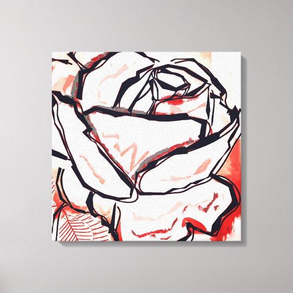 Red Rose Flower Elegant Modern Chic Watercolor Canvas Print