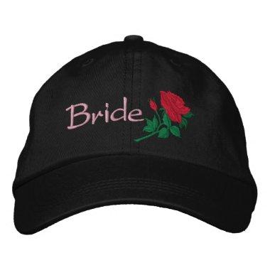 Red Rose for the Bride Embroidered Wedding Cap