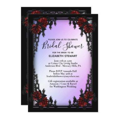 Red Rose Gothic Bridal Shower w Registration Info Invitations