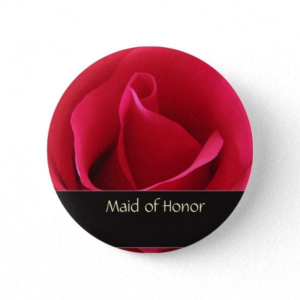 Red rose maid of honor wedding pin