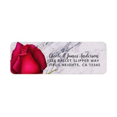 Red Rose Marble Modern Glam Bridal Shower Party Label