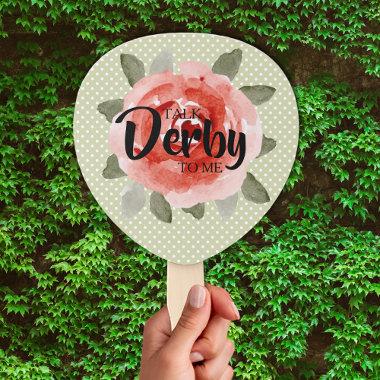 Red Rose on Polka Dots Talk Derby to Me Hand Fan