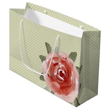 Red Rose on White and Lime Dots LARGE Gift Bags