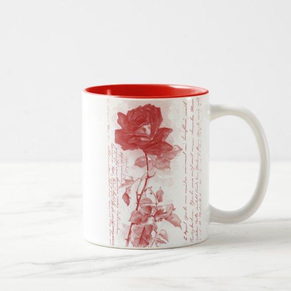 Red Rose PostInvitations Design Two-Tone Coffee Mug